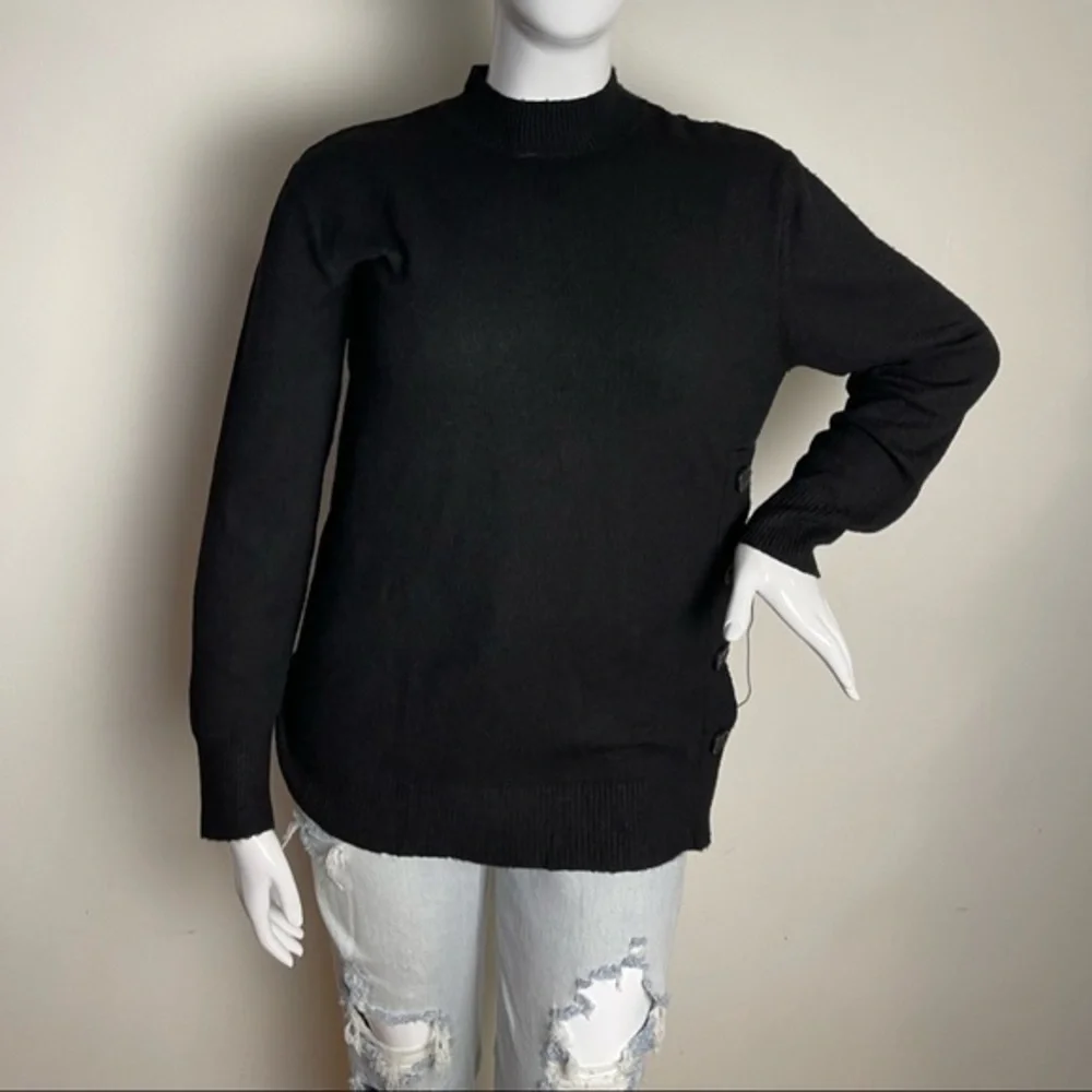 ⭐️Liz Claiborne Womens Mock Neck Long Sleeve Pullover‎ Sweater black size L